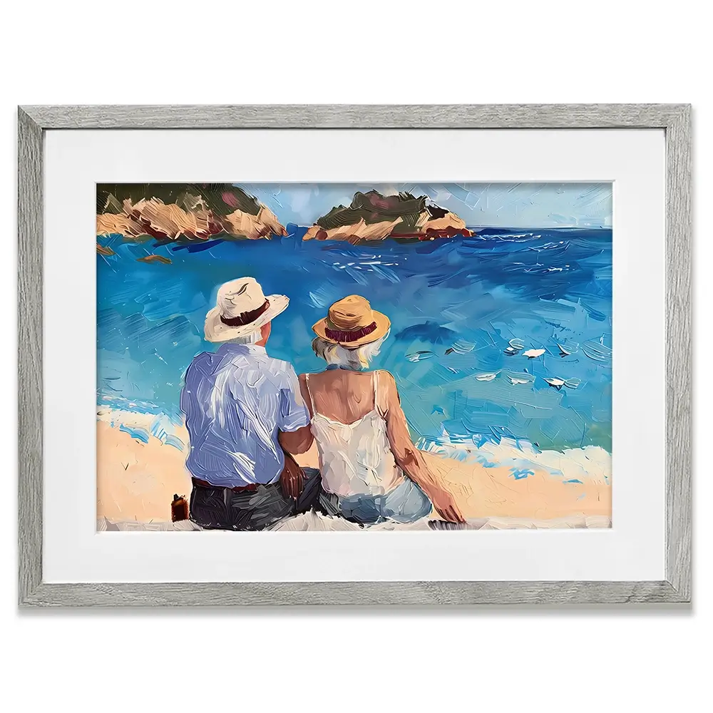 Old Couple At The Beach Framed Art Print Old Couple At The Beach Framed Art Print wall art product Elena Avanesova