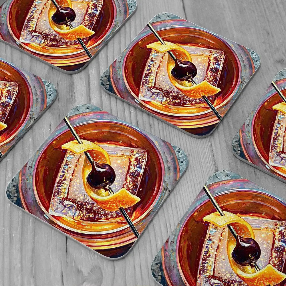 Old Fashioned Cocktail Coaster Set Old Fashioned Cocktail Coaster Set wall art product David Alexander Elder