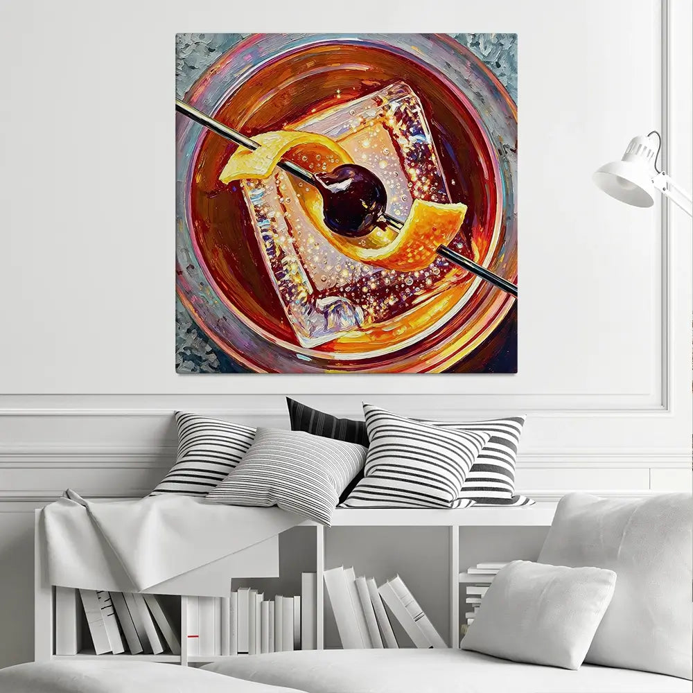 Old Fashioned Cocktail Square Canvas Print Old Fashioned Cocktail Square Canvas Print wall art product David Alexander Elder