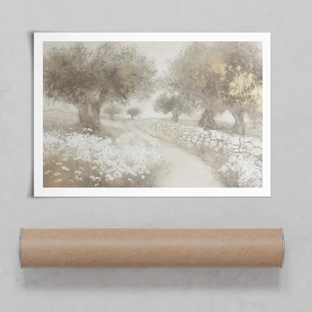 Olive Path With Stones Art Print Olive Path With Stones Art Print wall art product Chromatic Storm Studio