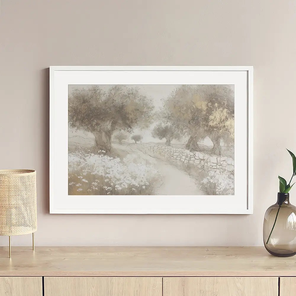 Olive Path With Stones Framed Art Print Olive Path With Stones Framed Art Print wall art product Chromatic Storm Studio