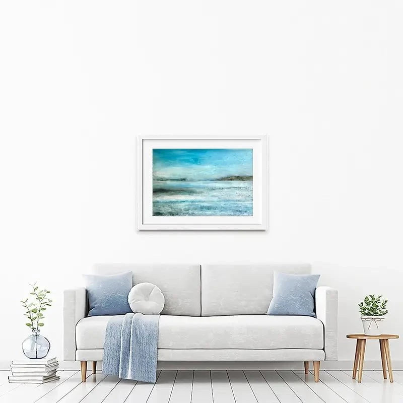 One Sail In A Large Blue Framed Art Print One Sail In A Large Blue Framed Art Print wall art product Craig Askew