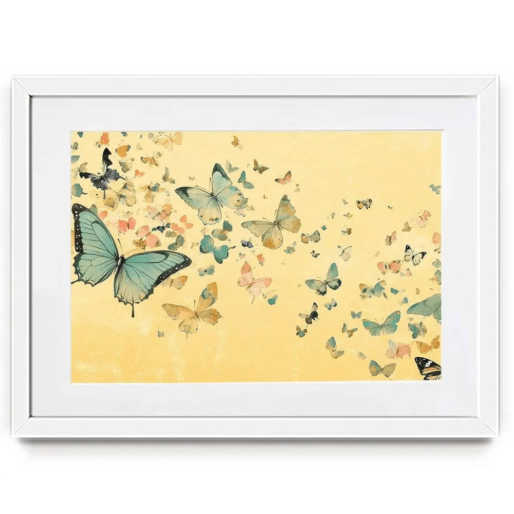 Orange Butterfly Soiree Framed Art Print Orange Butterfly Soiree Framed Art Print wall art product Petals Prints Design - Independent