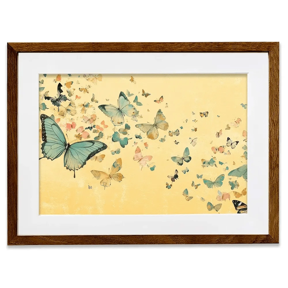 Orange Butterfly Soiree Framed Art Print Orange Butterfly Soiree Framed Art Print wall art product Petals Prints Design - Independent