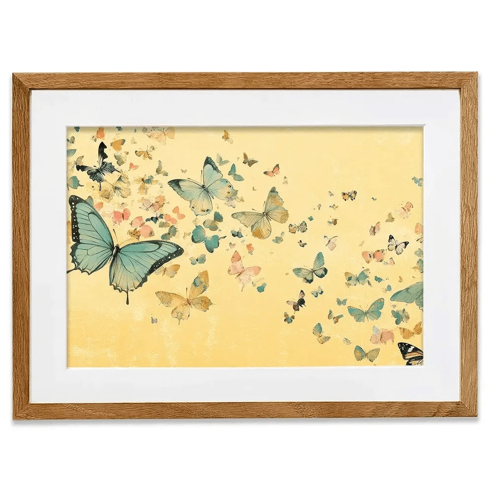 Orange Butterfly Soiree Framed Art Print Orange Butterfly Soiree Framed Art Print wall art product Petals Prints Design - Independent