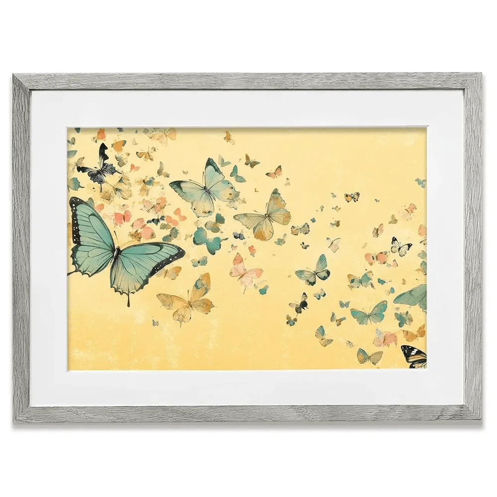 Orange Butterfly Soiree Framed Art Print Orange Butterfly Soiree Framed Art Print wall art product Petals Prints Design - Independent