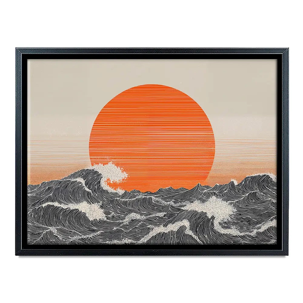Orange Moon And The Waves Canvas Print Orange Moon And The Waves Canvas Print wall art product IAmHomeStudio