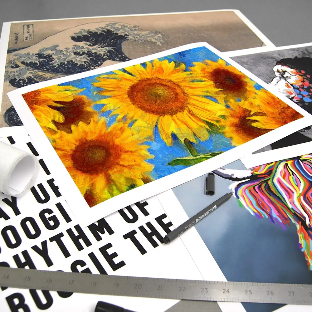 Orange Sunflowers Art Print Orange Sunflowers Art Print wall art product VLukas / Shutterstock