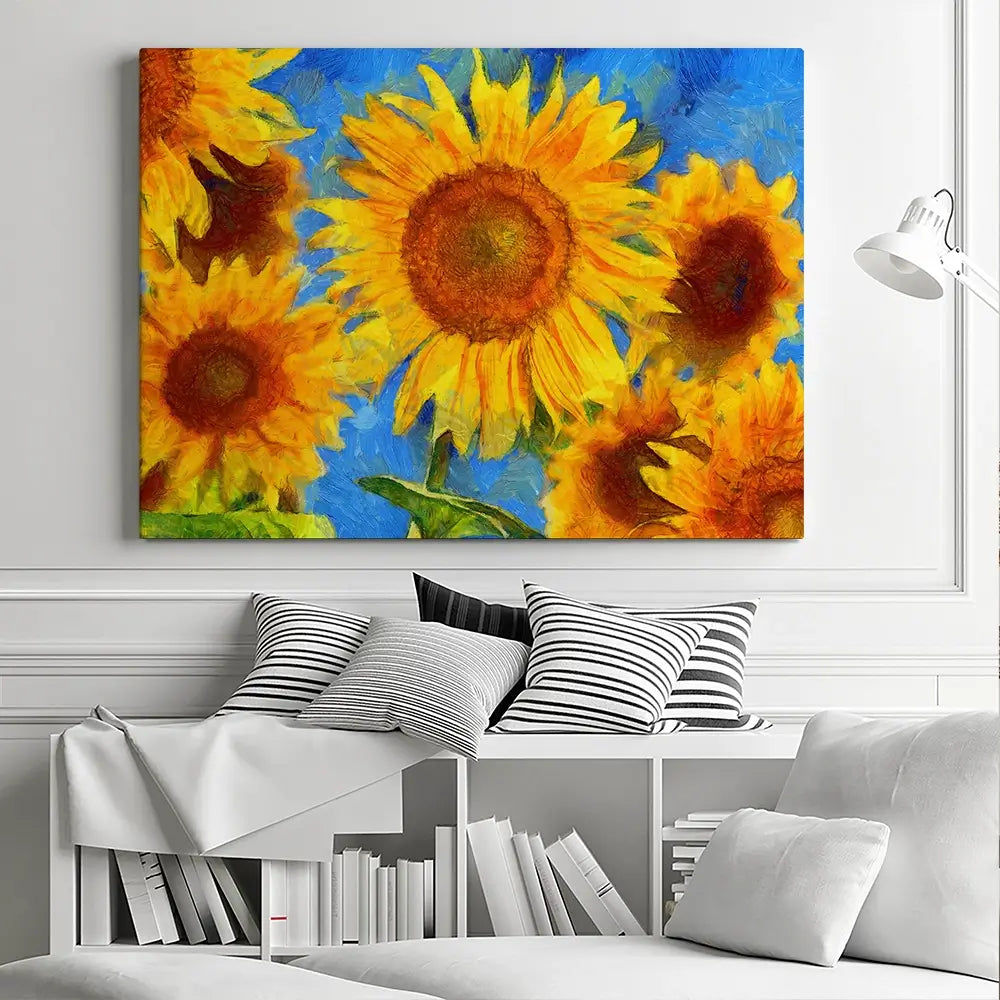 Orange Sunflowers Canvas Print Orange Sunflowers Canvas Print wall art product VLukas / Shutterstock