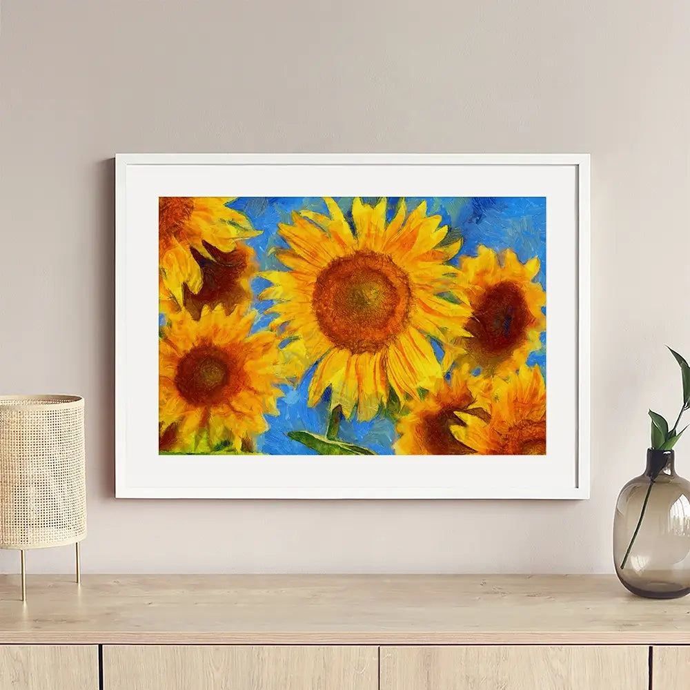 Orange Sunflowers Framed Art Print Orange Sunflowers Framed Art Print wall art product VLukas / Shutterstock