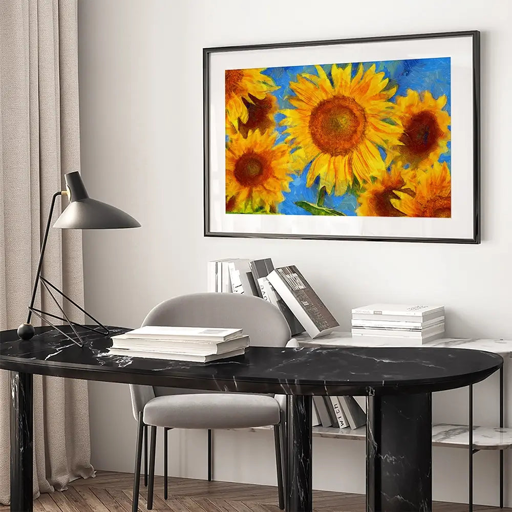 Orange Sunflowers Framed Art Print Orange Sunflowers Framed Art Print wall art product VLukas / Shutterstock