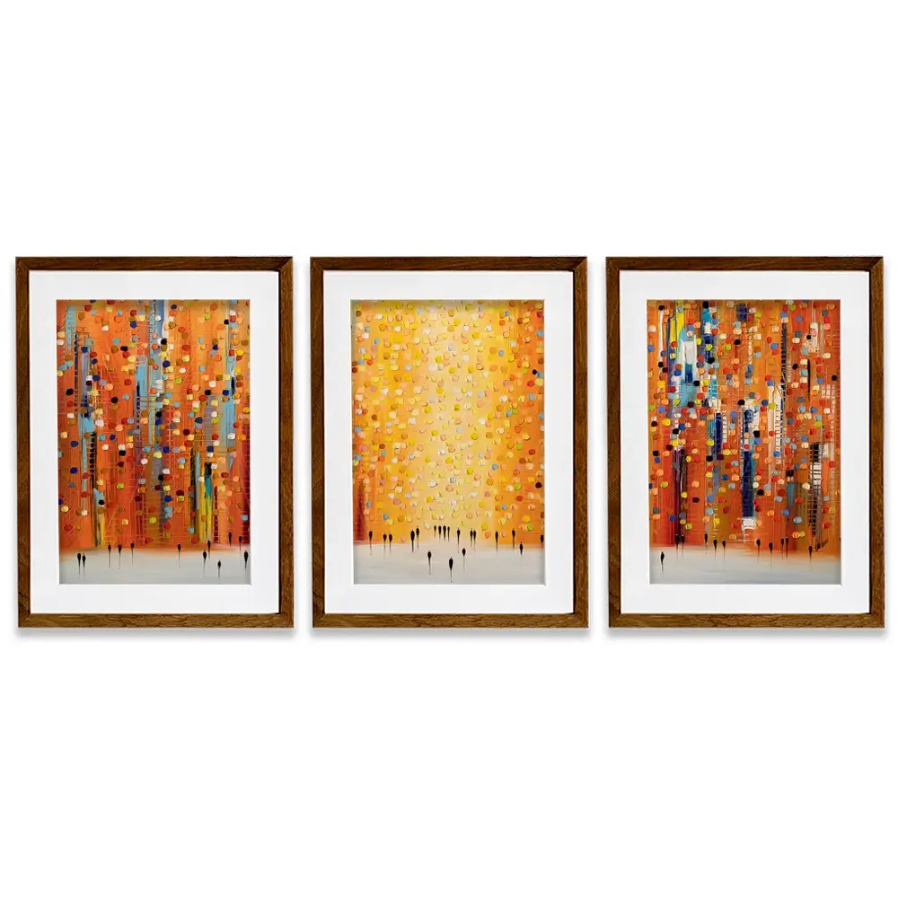 Orange Sunset Stroll Framed Art Print Trio Orange Sunset Stroll Framed Art Print Trio wall art product Ekaterina Ermilkina