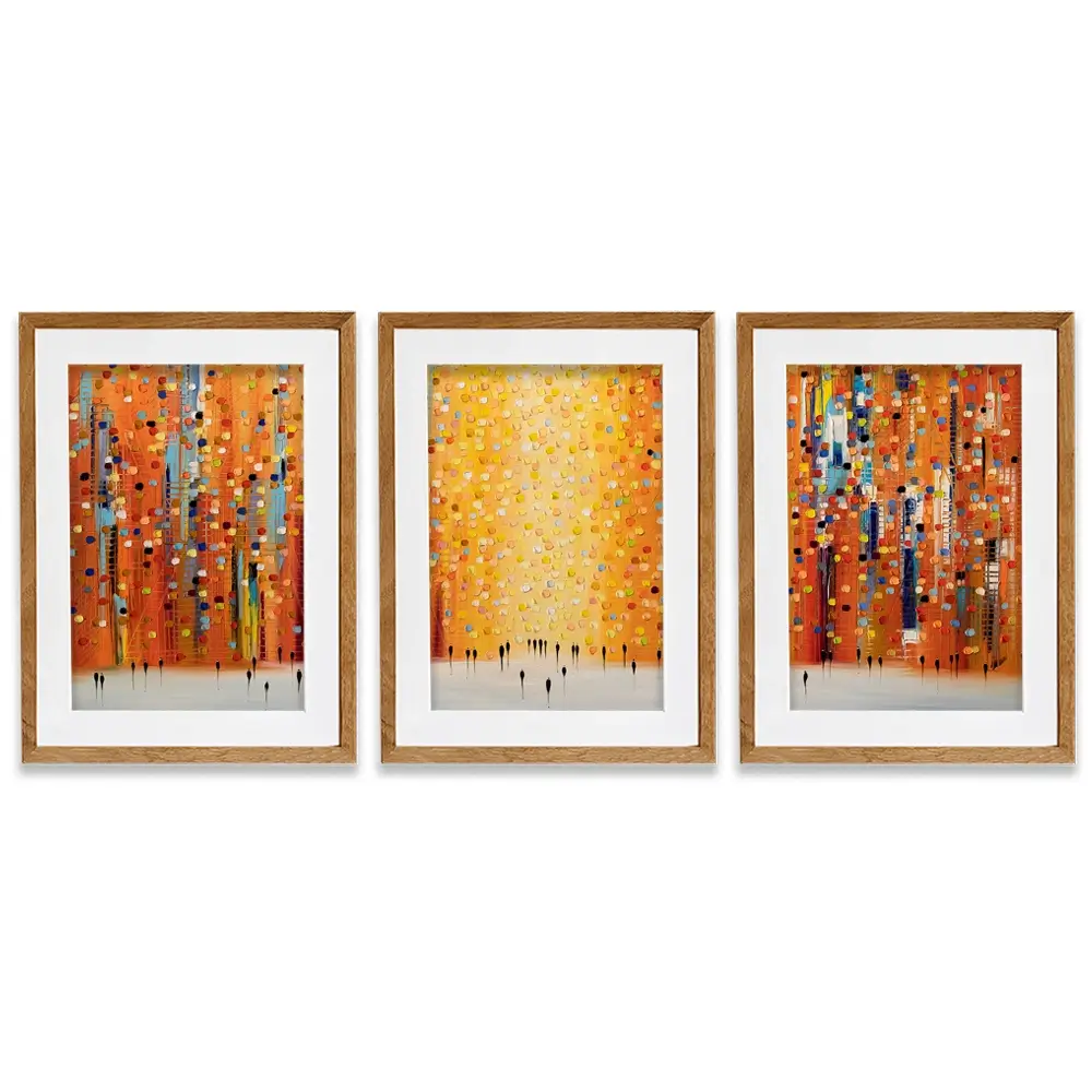 Orange Sunset Stroll Framed Art Print Trio Orange Sunset Stroll Framed Art Print Trio wall art product Ekaterina Ermilkina
