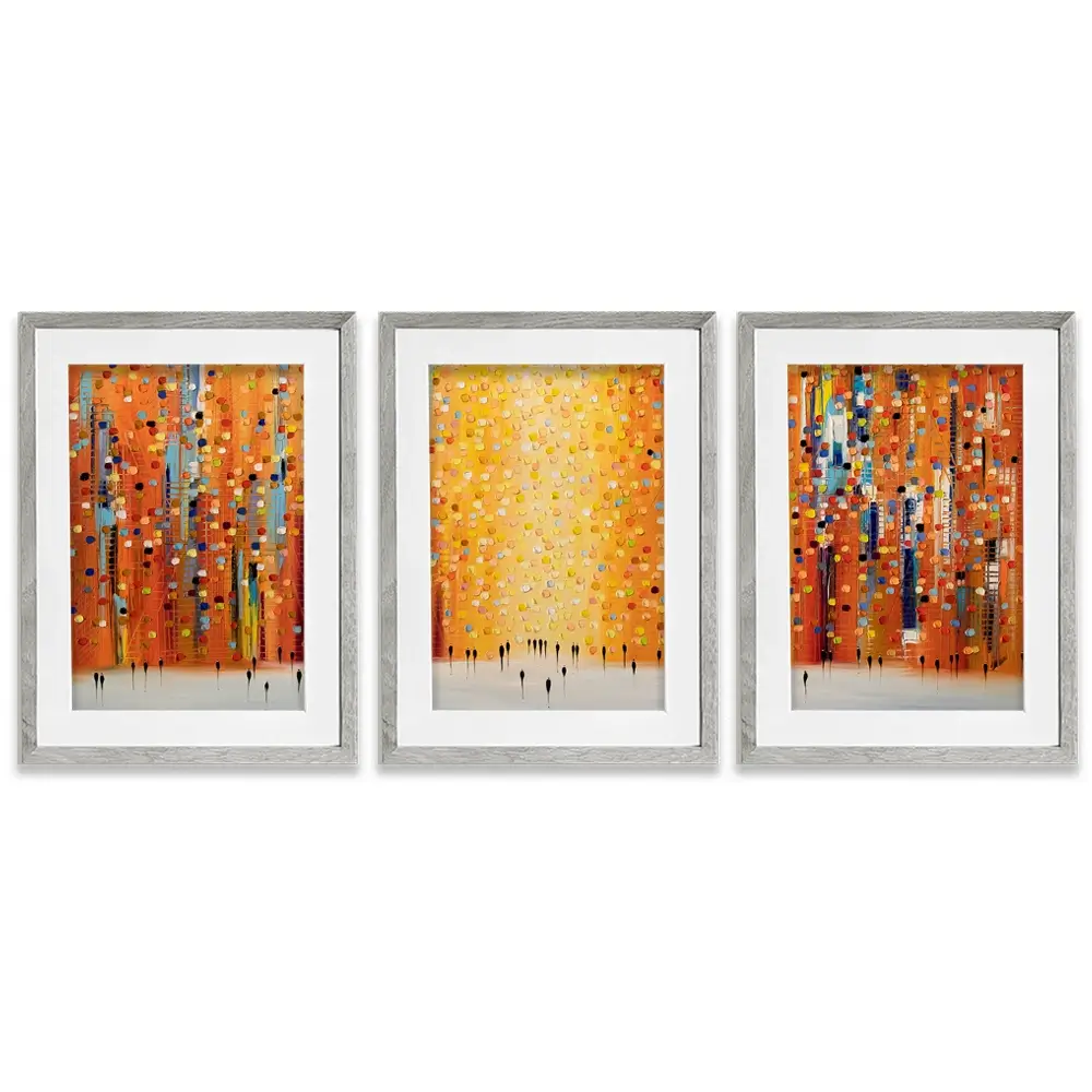 Orange Sunset Stroll Framed Art Print Trio Orange Sunset Stroll Framed Art Print Trio wall art product Ekaterina Ermilkina