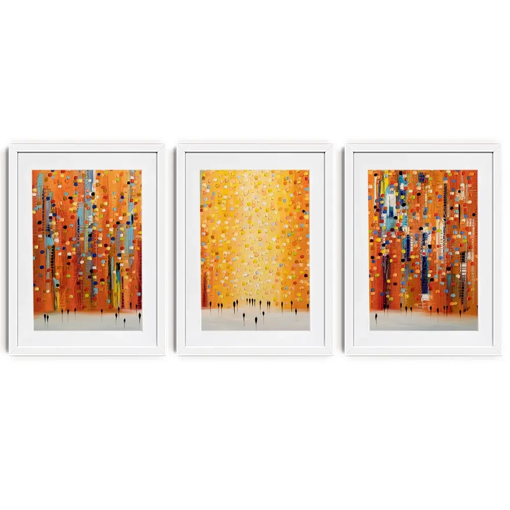 Orange Sunset Stroll Framed Art Print Trio Orange Sunset Stroll Framed Art Print Trio wall art product Ekaterina Ermilkina