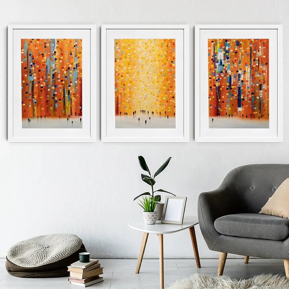 Orange Sunset Stroll Framed Art Print Trio Orange Sunset Stroll Framed Art Print Trio wall art product Ekaterina Ermilkina