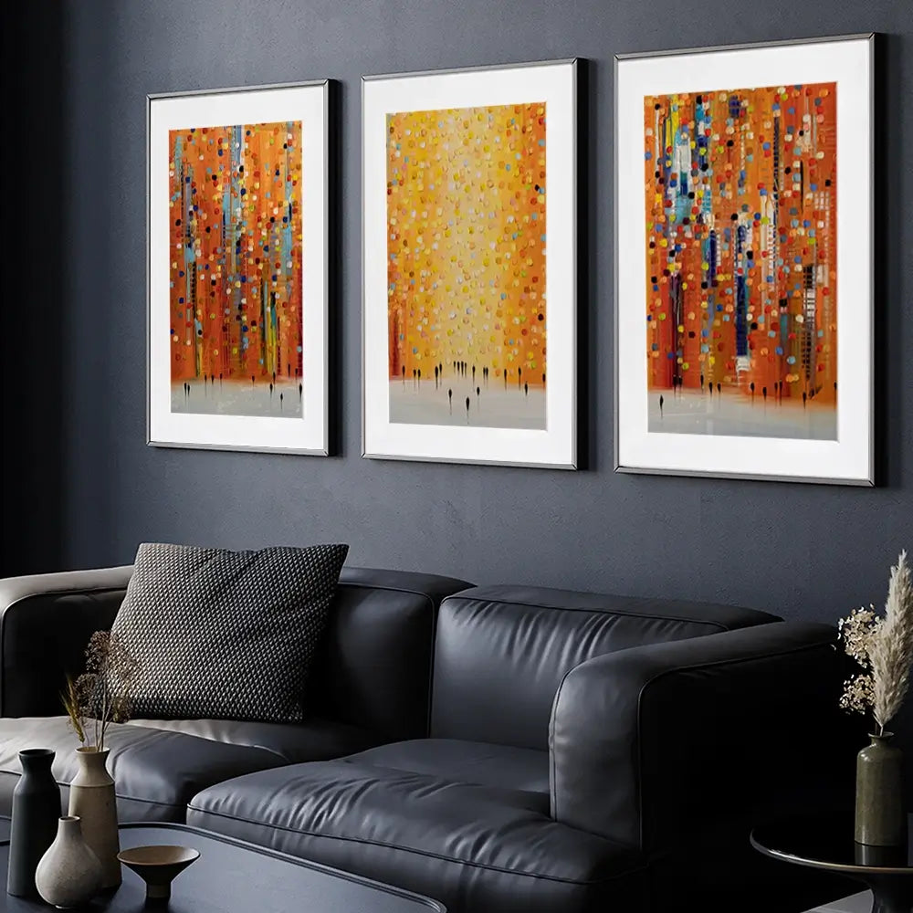 Orange Sunset Stroll Framed Art Print Trio Orange Sunset Stroll Framed Art Print Trio wall art product Ekaterina Ermilkina