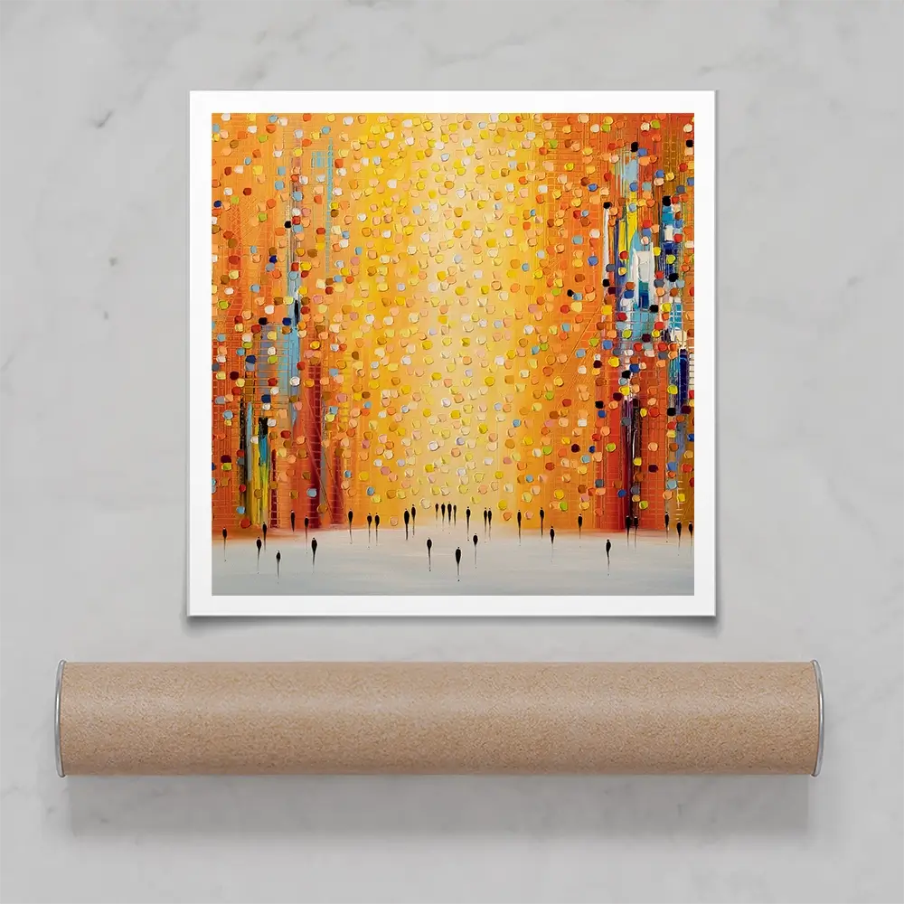 Orange Sunset Stroll Square Art Print Orange Sunset Stroll Square Art Print wall art product Ekaterina Ermilkina