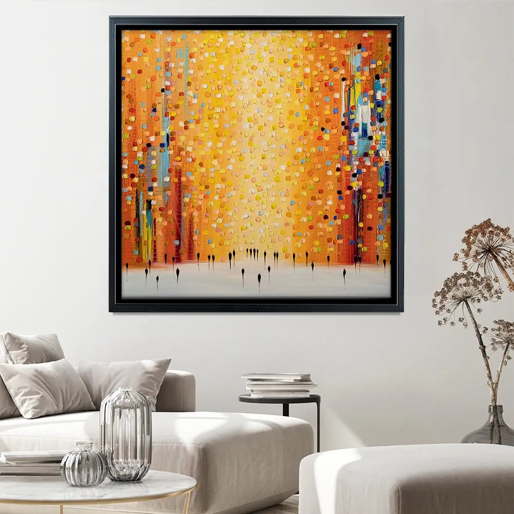 Orange Sunset Stroll Square Canvas Print Orange Sunset Stroll Square Canvas Print wall art product Ekaterina Ermilkina