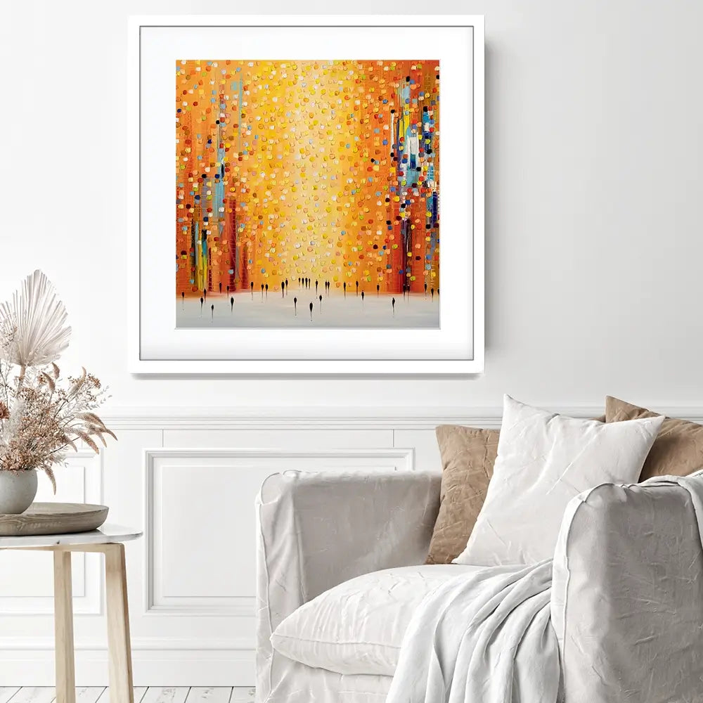 Orange Sunset Stroll Square Framed Art Print Orange Sunset Stroll Square Framed Art Print wall art product Ekaterina Ermilkina