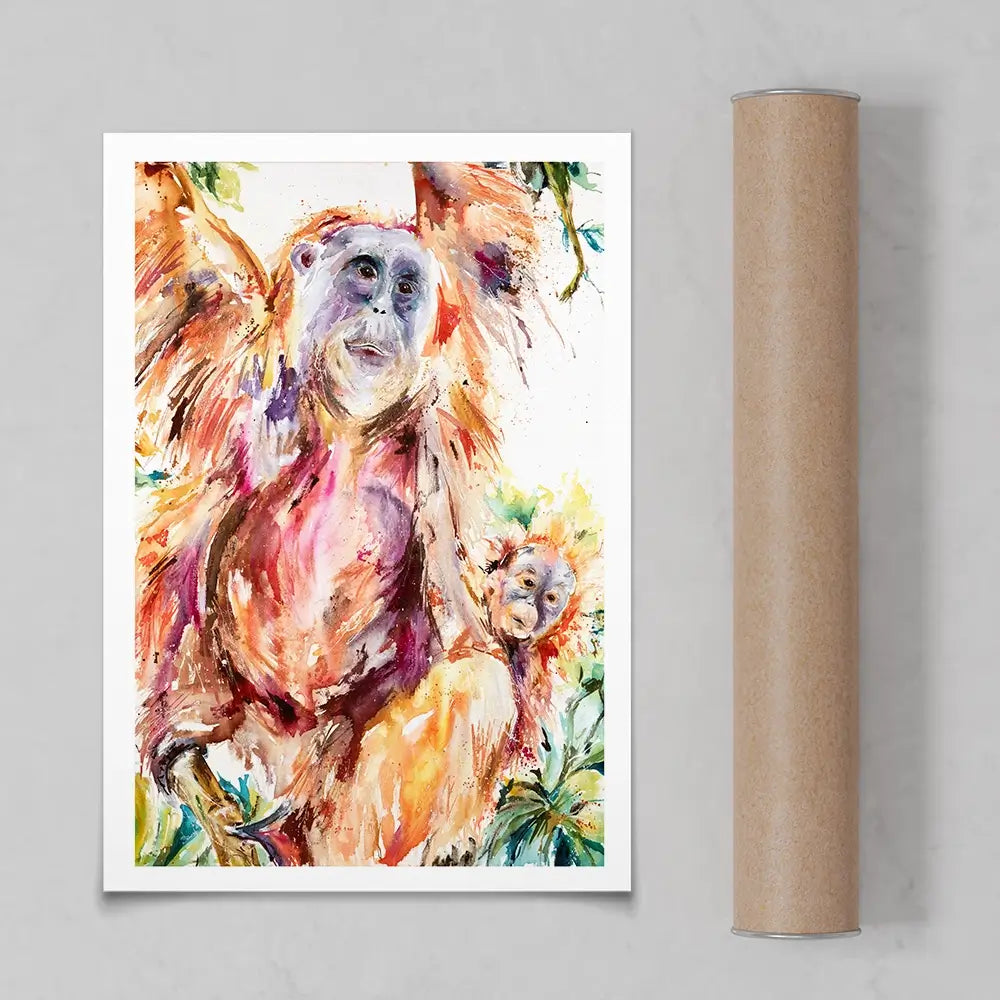 Orangutan Mum And Baby Art Print Orangutan Mum And Baby Art Print wall art product Nicola Jane Rowles