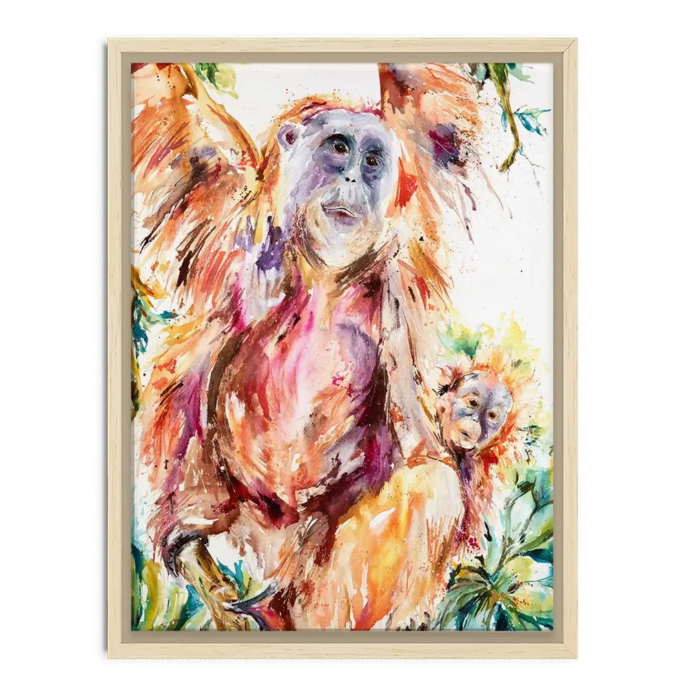Orangutan Mum And Baby Canvas Print Orangutan Mum And Baby Canvas Print wall art product Nicola Jane Rowles