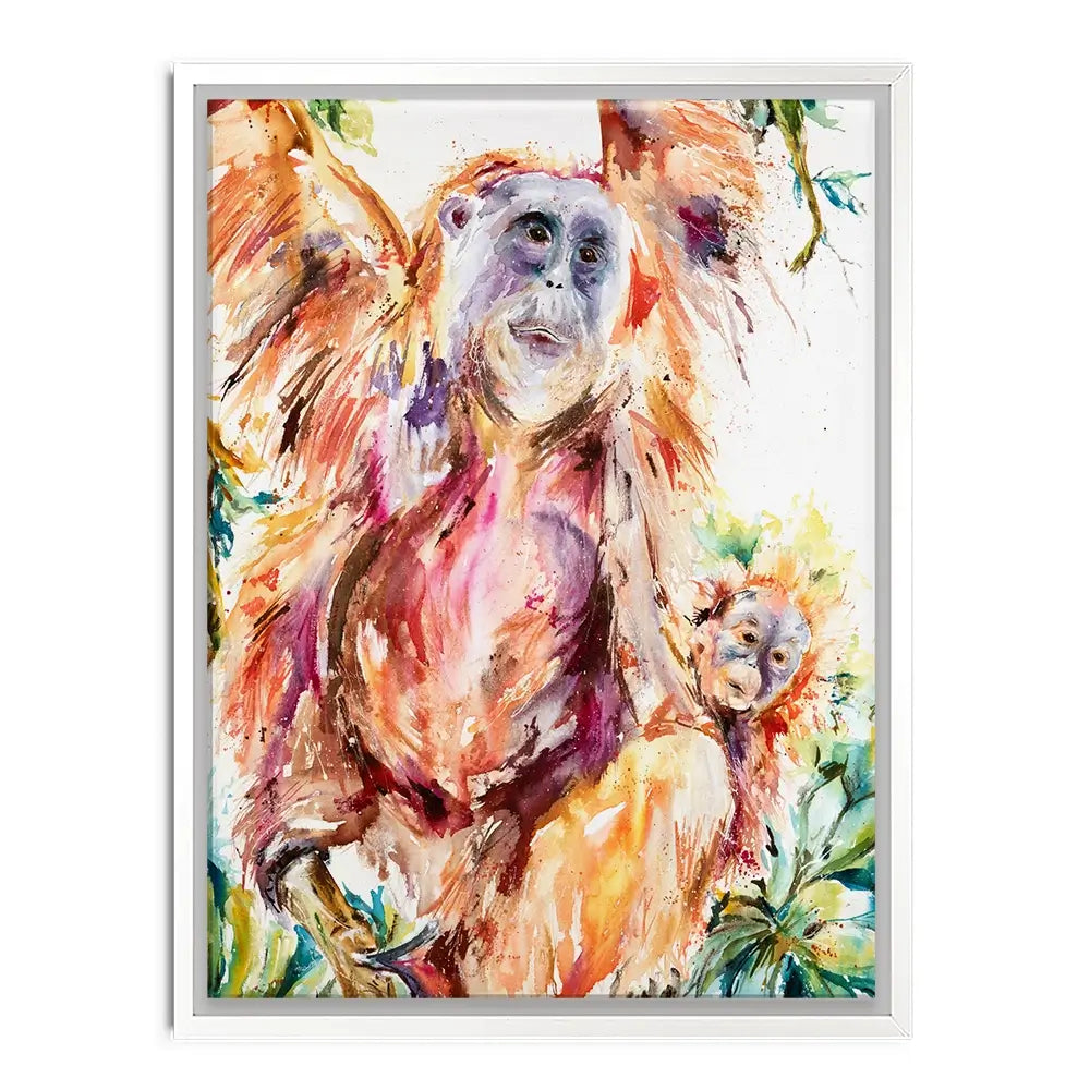 Orangutan Mum And Baby Canvas Print Orangutan Mum And Baby Canvas Print wall art product Nicola Jane Rowles