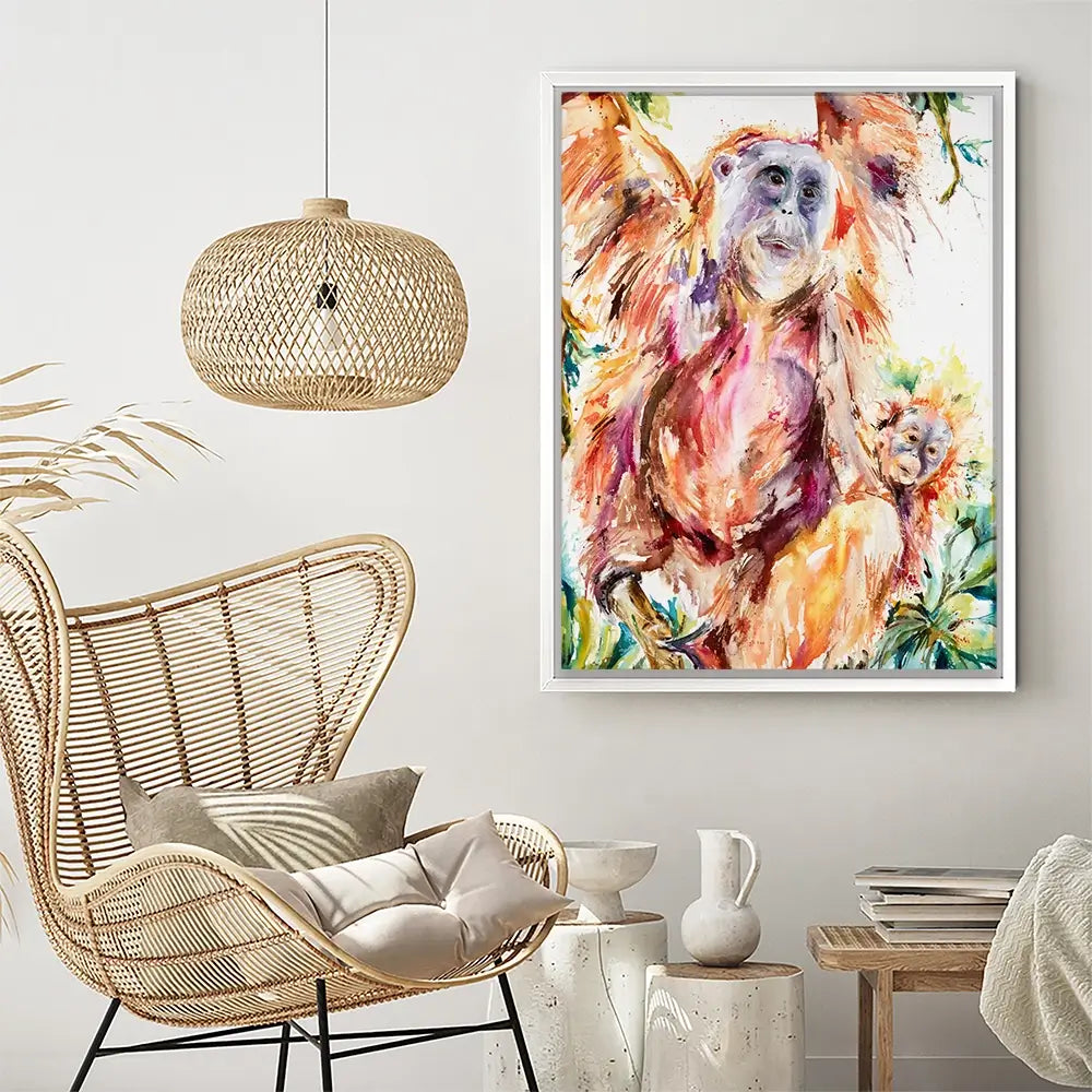 Orangutan Mum And Baby Canvas Print Orangutan Mum And Baby Canvas Print wall art product Nicola Jane Rowles