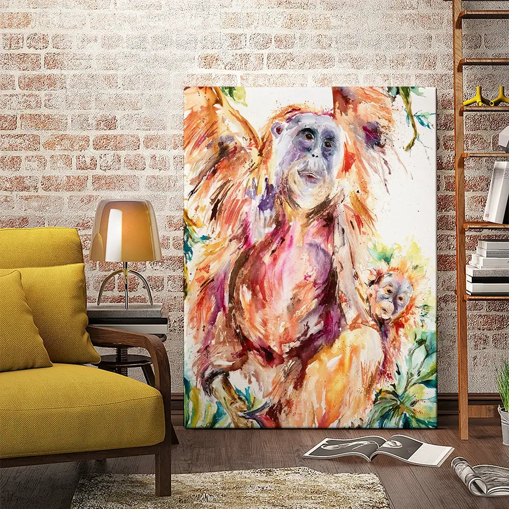 Orangutan Mum And Baby Canvas Print Orangutan Mum And Baby Canvas Print wall art product Nicola Jane Rowles