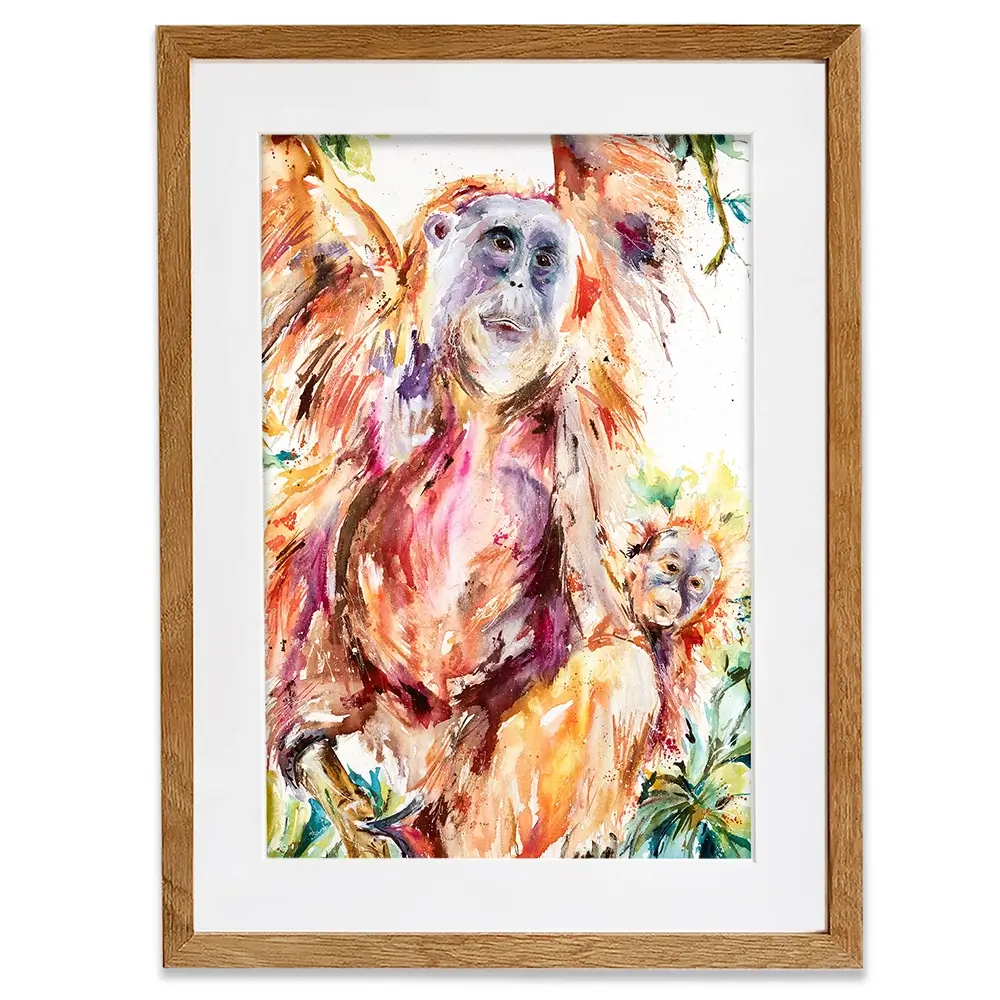 Orangutan Mum And Baby Framed Art Print Orangutan Mum And Baby Framed Art Print wall art product Nicola Jane Rowles