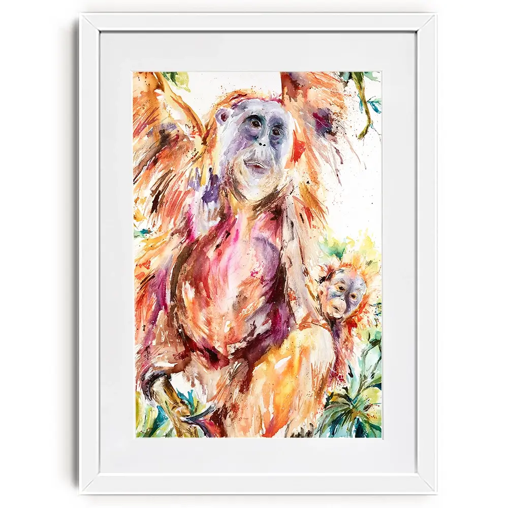 Orangutan Mum And Baby Framed Art Print Orangutan Mum And Baby Framed Art Print wall art product Nicola Jane Rowles