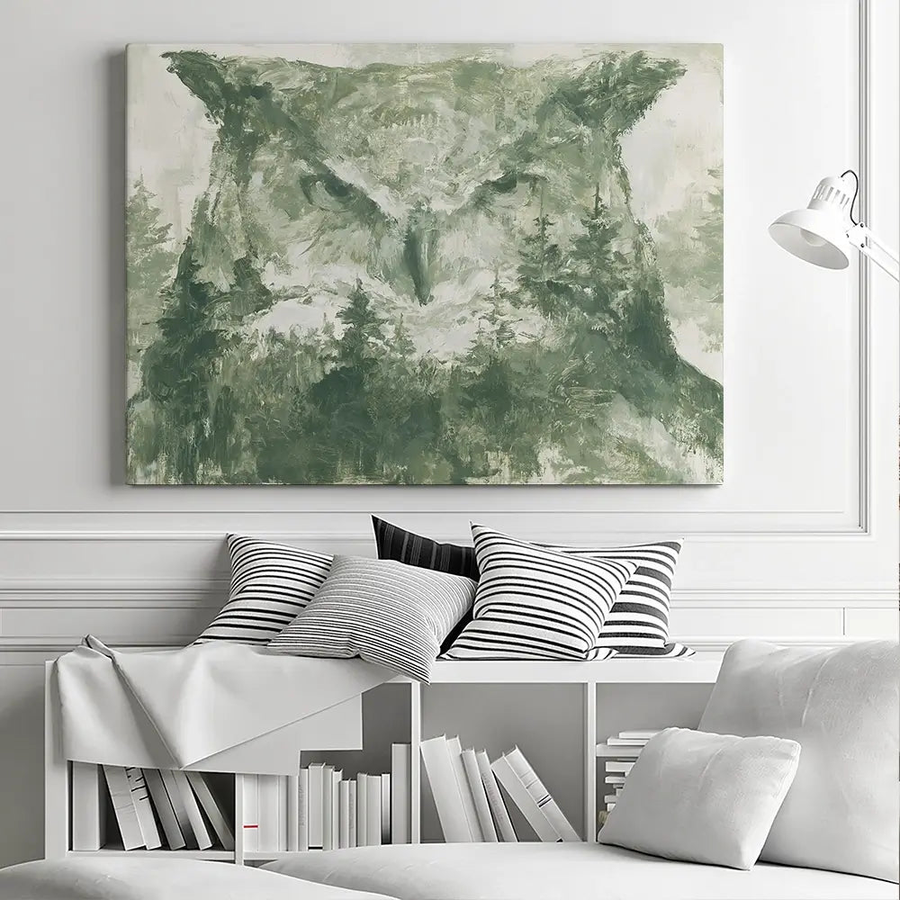 Owl And The Pine Forest Canvas Print Owl And The Pine Forest Canvas Print wall art product Chromatic Storm Studio