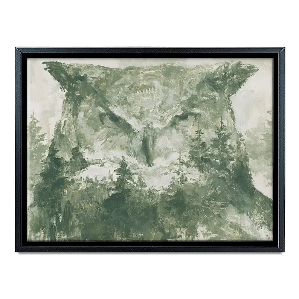 Owl And The Pine Forest Canvas Print Owl And The Pine Forest Canvas Print wall art product Chromatic Storm Studio