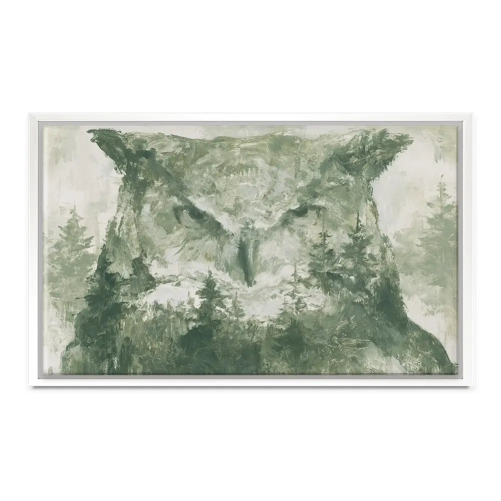 Owl And The Pine Forest Canvas Print Owl And The Pine Forest Canvas Print wall art product Chromatic Storm Studio