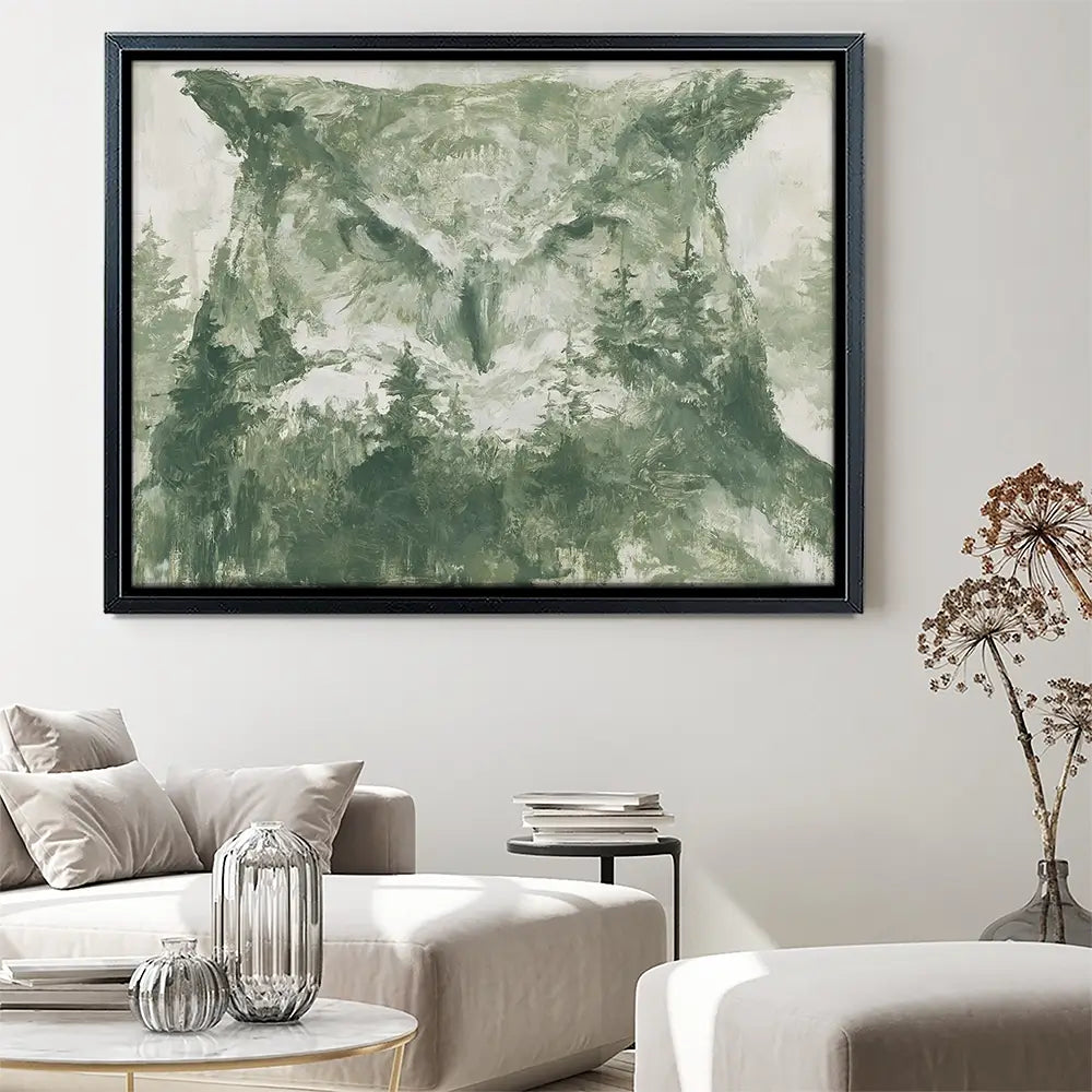 Owl And The Pine Forest Canvas Print Owl And The Pine Forest Canvas Print wall art product Chromatic Storm Studio