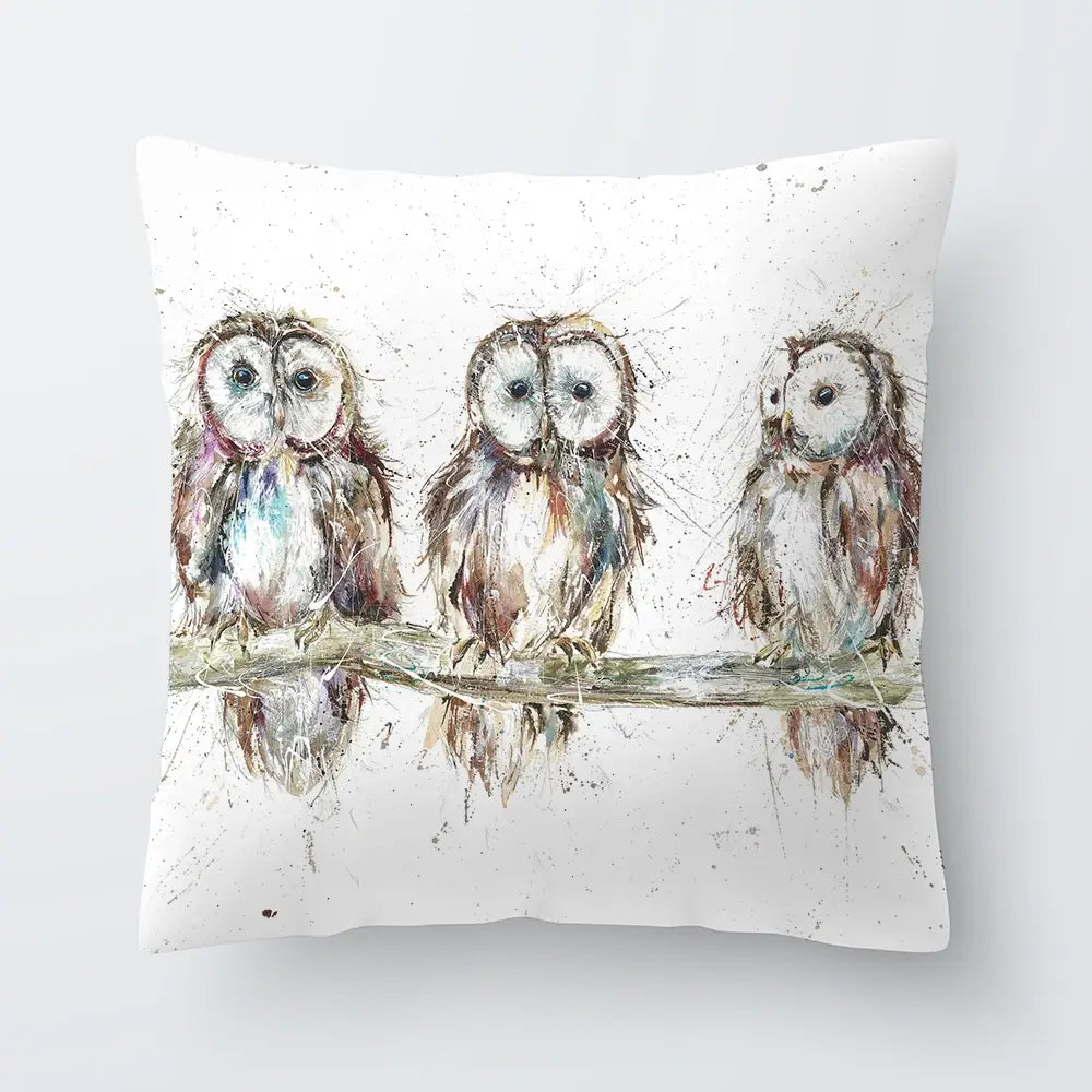 Owl Family Cushion Owl Family Cushion wall art product Art Print Shop