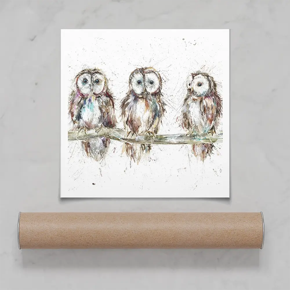 Owl Family Square Art Print Owl Family Square Art Print wall art product Art Print Shop