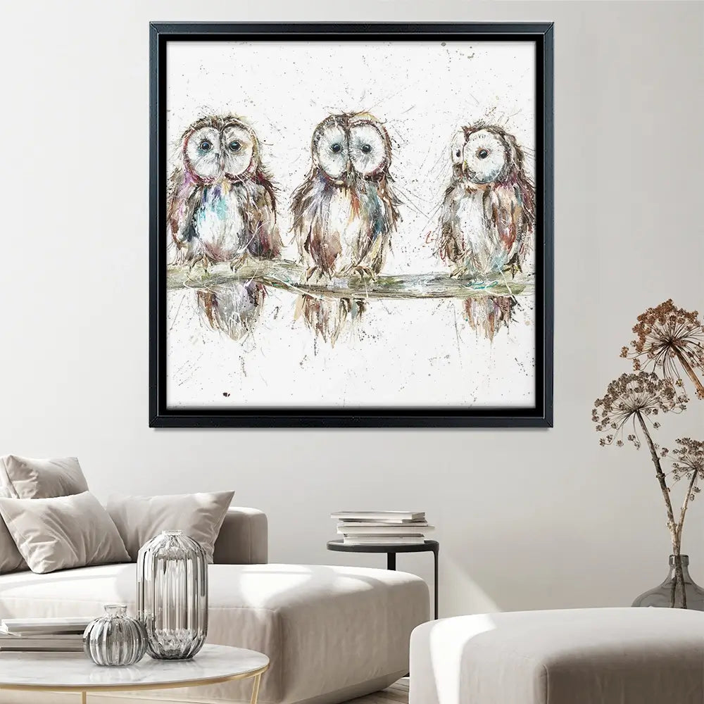Owl Family Square Canvas Print Owl Family Square Canvas Print wall art product Art Print Shop