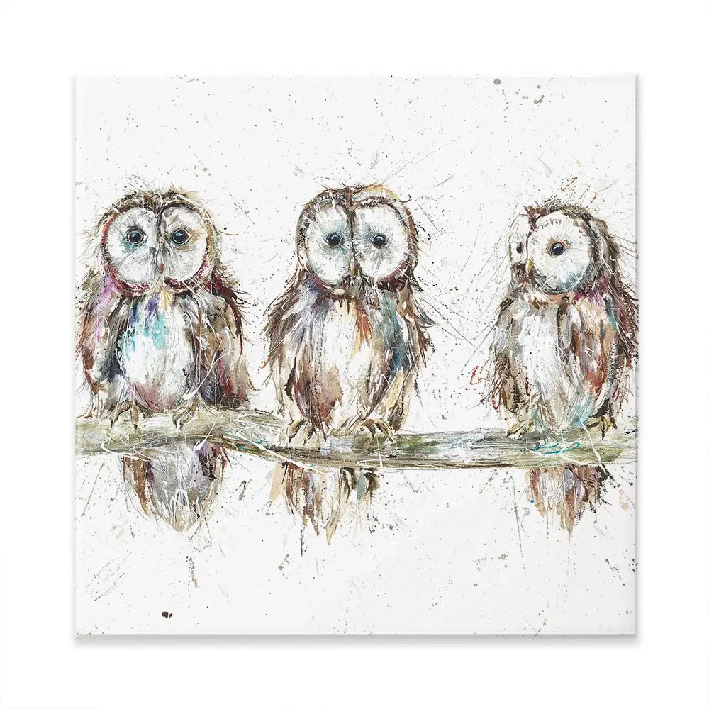 Owl Family Square Canvas Print Owl Family Square Canvas Print wall art product Art Print Shop