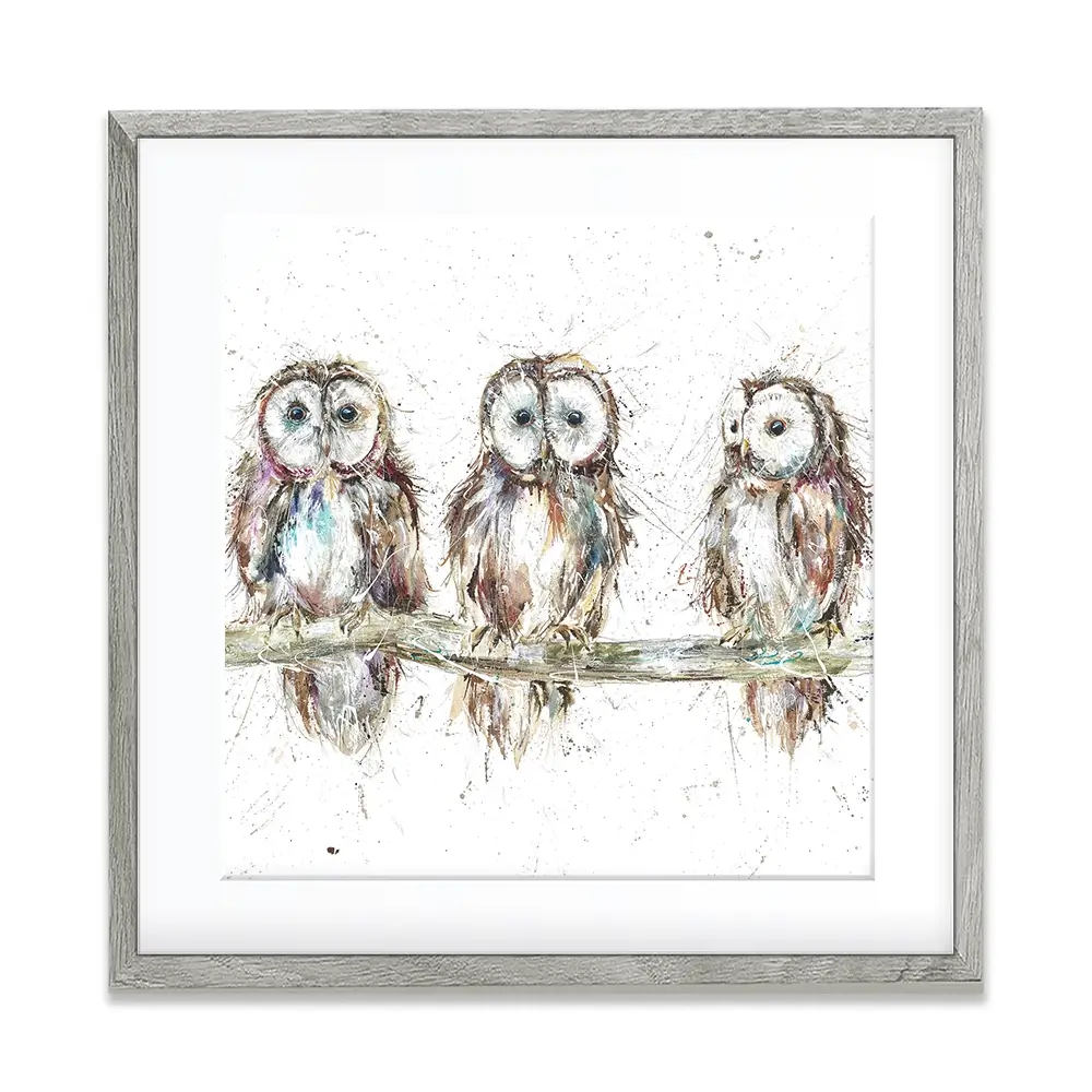 Owl Family Square Framed Art Print Owl Family Square Framed Art Print wall art product Art Print Shop