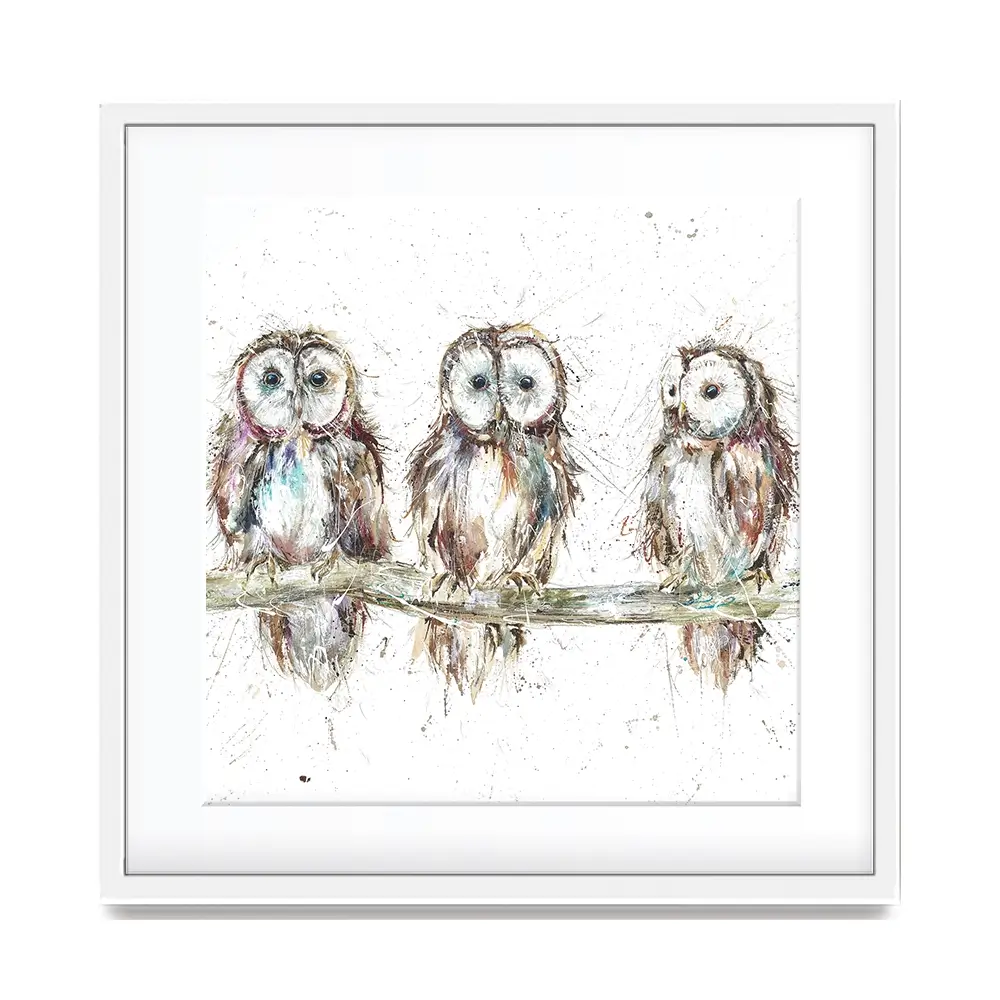 Owl Family Square Framed Art Print Owl Family Square Framed Art Print wall art product Art Print Shop