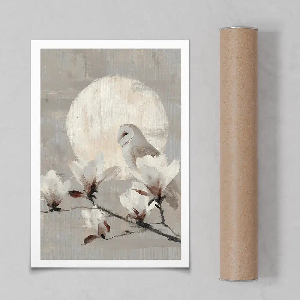 Owl Lunar Branch Art Print Owl Lunar Branch Art Print wall art product Chromatic Storm Studio