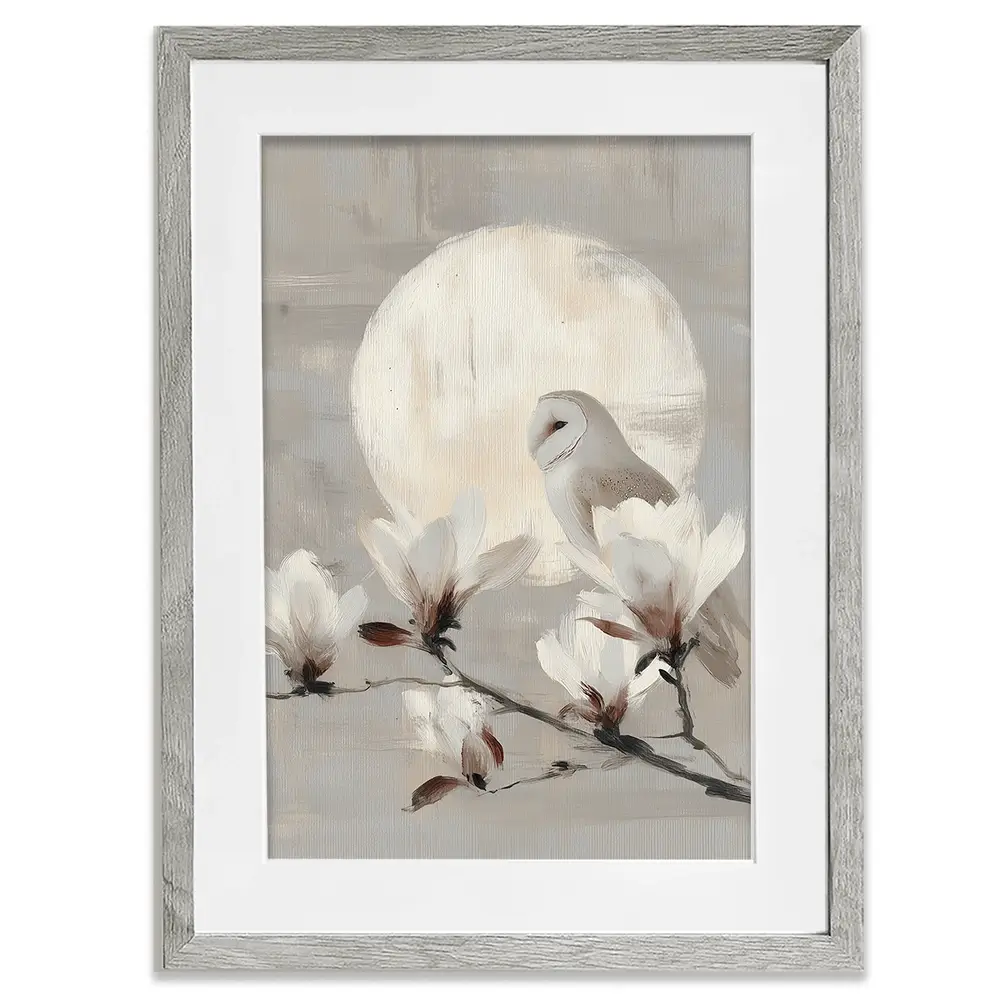 Owl Lunar Branch Framed Art Print Owl Lunar Branch Framed Art Print wall art product Chromatic Storm Studio