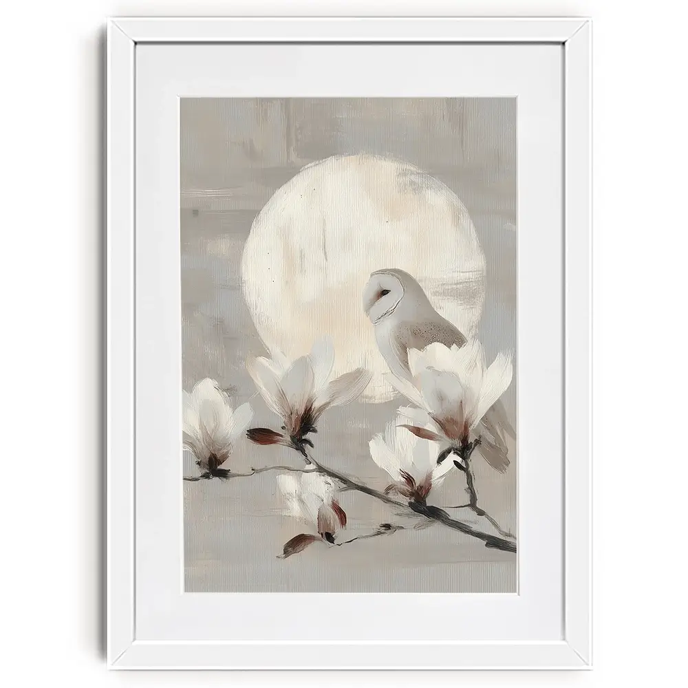 Owl Lunar Branch Framed Art Print Owl Lunar Branch Framed Art Print wall art product Chromatic Storm Studio