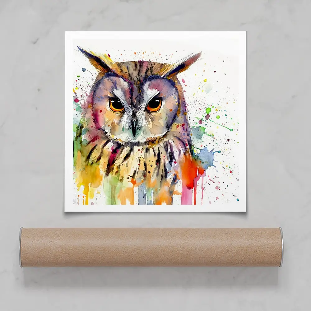 Owl Power Square Art Print Owl Power Square Art Print wall art product David Alexander Elder
