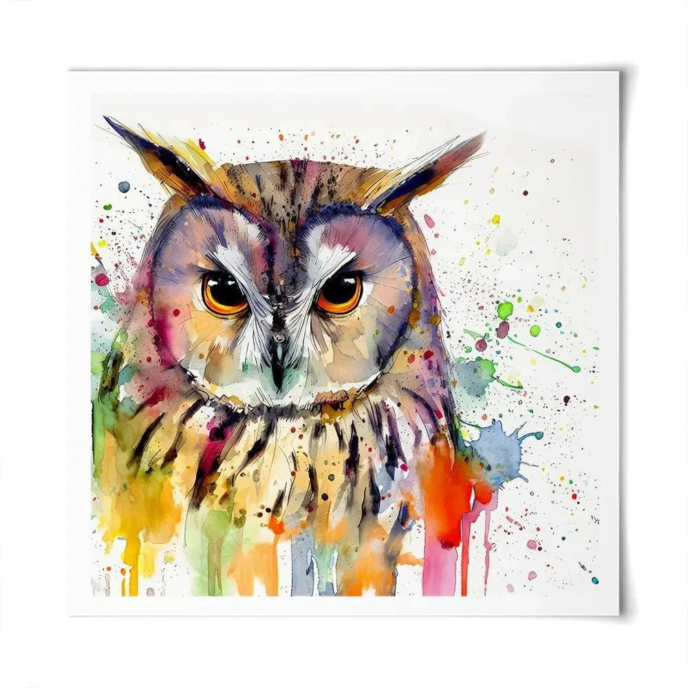 Owl Power Square Art Print Owl Power Square Art Print wall art product David Alexander Elder
