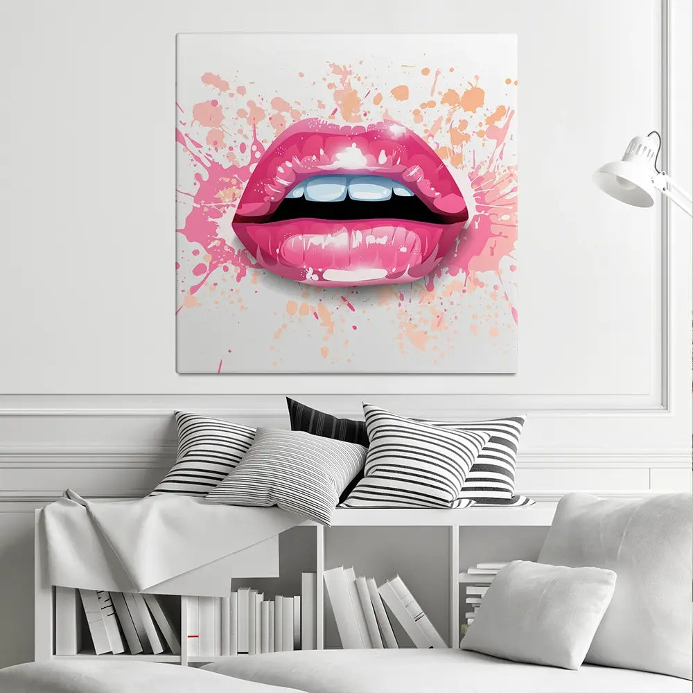 Paint Splash Lips Square Canvas Print Paint Splash Lips Square Canvas Print wall art product KenoKickit / Shutterstock