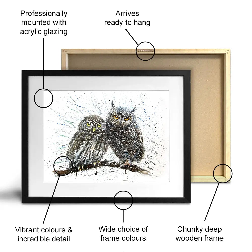 Paint Splash Owls Framed Art Print Paint Splash Owls Framed Art Print wall art product KOSTART / Shutterstock