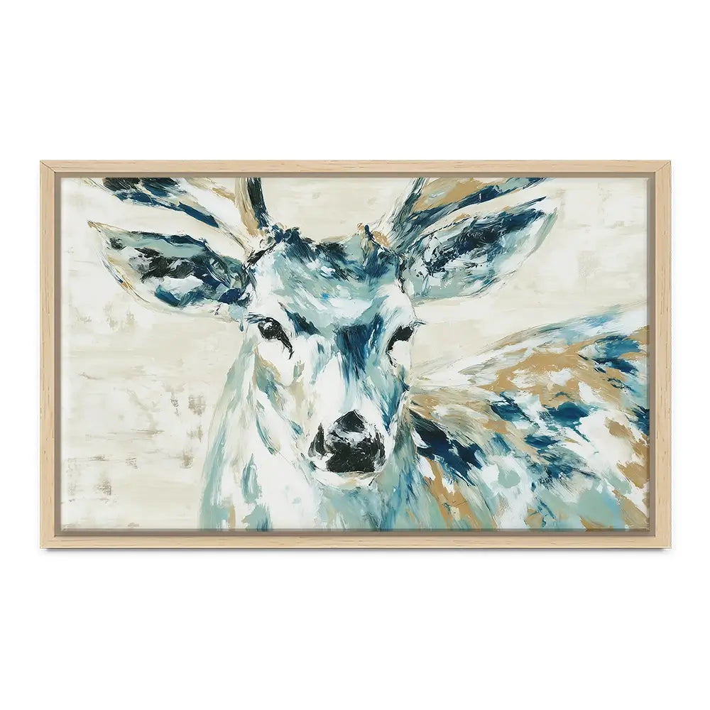 Painted Buck With Patchwork Antlers Canvas Print Painted Buck With Patchwork Antlers Canvas Print wall art product Chromatic Storm Studio