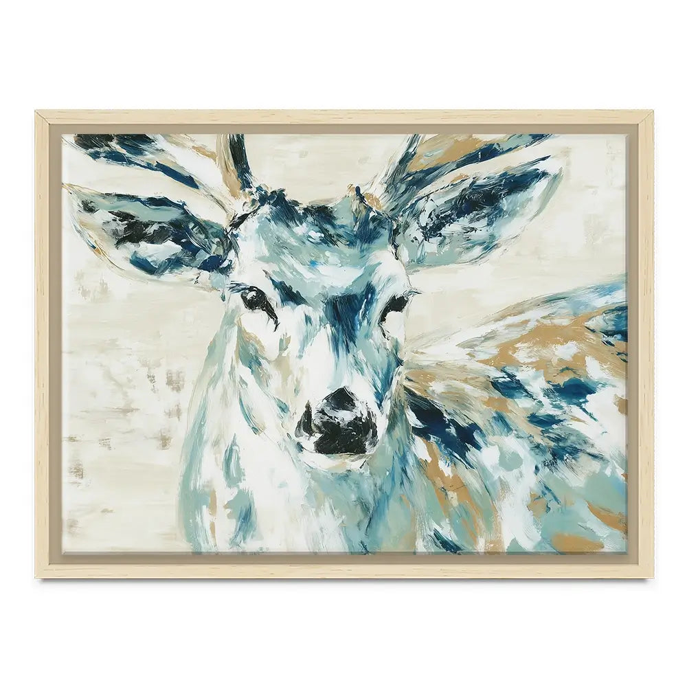 Painted Buck With Patchwork Antlers Canvas Print Painted Buck With Patchwork Antlers Canvas Print wall art product Chromatic Storm Studio